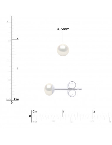 Boucles d'Oreilles Perles BOUTONS - Plusieurs Tailles Disponibles - Argent 925 - BEAULIEU