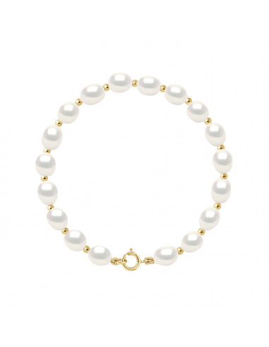 Bracelet en or jaune, perles de culture : Longueur - 18 Femme - Le